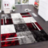 Designer Rug Modern with Contour Pattern Grey / Black / Red 120 x 170 cm